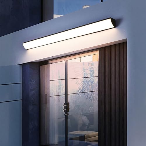 Außen Moderne LED Wandbeleuchtung Acryl Innen Außenwandleuchte 98W Rechteckige Wandlampe Langstreifen Aluminium Wandleuchte IP65 Wasserdicht für Treppe Spiegel Garten (Schwarz Warms Licht,200CM) von GZZBMY