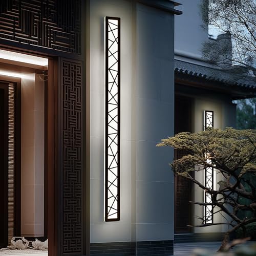 Außen Wandleuchten Lange LED Schwarz Moderne Wandlampe Aussen Garten 78W Wandleuchte IP65 Wasserdicht Wandbeleuchtung Innen Aluminium Veranda Aussenbeleuchtung (Weißes Licht 6000k,100CM) von GZZBMY