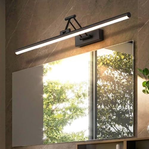 Drehbare 180° Wandleuchte Moderne LED Spiegelleuchte Badezimmer Wandlampe Waschraum Spiegel Wandbeleuchtung Kronleuchter Eitelkeit für Hotel Nachttisch Wandlicht Lampen (Schwarz Neutrales Licht,60CM) von GZZBMY
