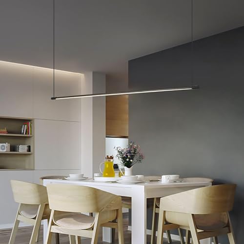 GZZBMY 140CM Höhenverstellbar Hängelampe LED Dimmbare Hängeleuchte Modern Esszimmer Pendelleuchte Esstisch Dimmbar Memory 2700K/4500K/6500K 3 Farben für Esszimmer Wohnzimmer (Newtrales Licht,120CM) von GZZBMY