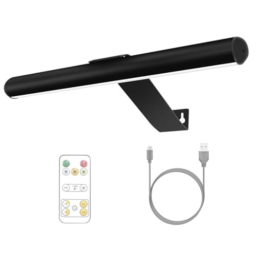 GZZBMY LED Batteriebetriebene Wandleuchte Mit Fernbedienung Dimmbare Wandbeleuchtung Malerei Licht Für Kunst Arbeit Wiederaufladbarem Akku Timer Funktion Touch Control Wandlampen (Schwarz,40cm) von GZZBMY
