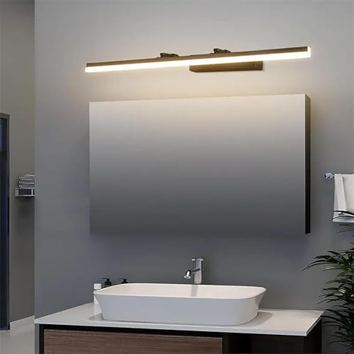 GZZBMY LED Innen Wandleuchte 180° Drehbar Spiegellampen Wandlampe mit Doppelstangen Teleskopstange Wandlicht Modern Badezimmer 3000K/6000K Wandbeleuchtung für Schminktisch (Schwarz-Warmes Licht,80cm) von GZZBMY