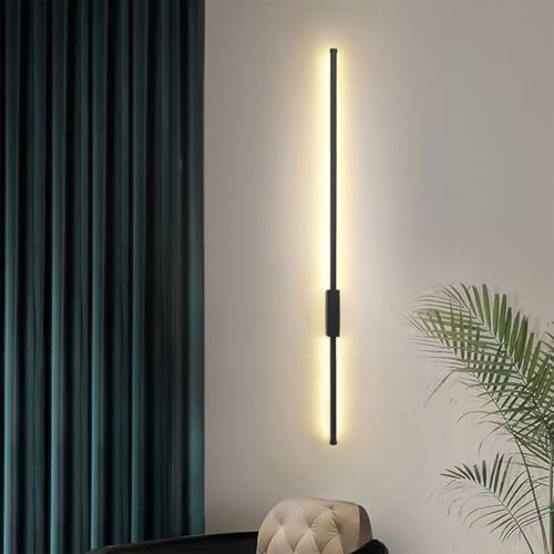 GZZBMY LED Innen Wandleuchte Lange Modern Design Treppenhauslampe Wandleuchten Aluminium Wandbeleuchtung für Wohnzimmer Schlafzimmer Nachttisch Arbeitszimmer Treppenhaus (Schwarzes Weißes Licht,60cm) von GZZBMY