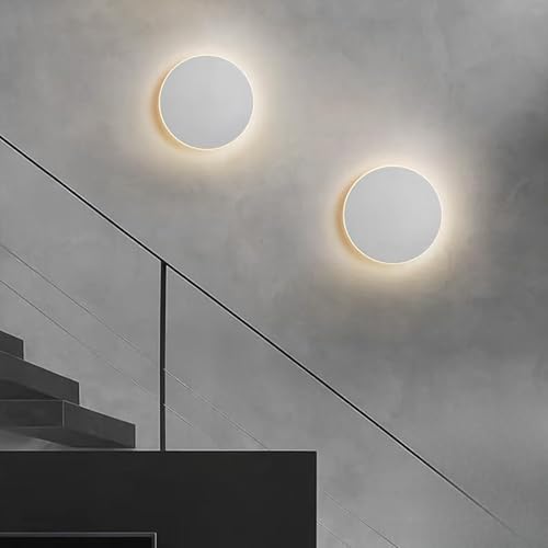 GZZBMY LED Innen Wandleuchte mit Schalter Touch Moderne Runde Metall Wandlicht Lampen mit Akku Kabellos Rund Wandlampe Batteriebetriebene USB für Schlafzimmer Wohnzimmer (Weiß Neutrales Licht,15CM) von GZZBMY
