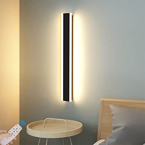 GZZBMY LED Moderne Leiste Dimmbare Innenwandleuchte Minimalistische Kreative Wandlampe mit Fernbedienung Mode Treppe Acryl Wandleuchte Gang Wohnzimmer Schlafzimmer Kopfteil (Schwarz,80CM) von GZZBMY