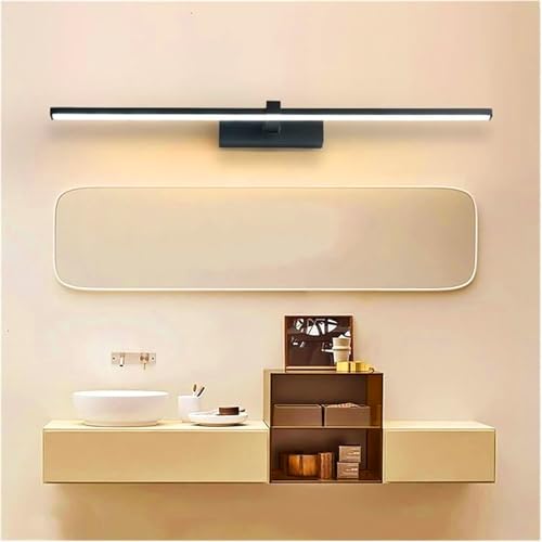 GZZBMY LED Spiegellampe Wandleuchte Innen Acryl Wandlicht Lampen Lange Industrielle Spiegelleuchte Aluminium Wandlampe Beleuchtung Bad Wandbeleuchtung Badlampe Wohnzimmer (Schwarz Warms Licht,100CM) von GZZBMY