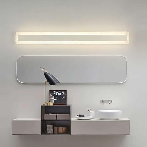 GZZBMY LED Spiegelleuchte Bad Aluminium Badleuchte Wand Badezimmer Spiegellampe 3000K/6000K Innen Wandlicht Moderne Wandbeleuchtung IP44 Wasserdicht Wandleuchte für Korridor (Warmes Licht,80cm) von GZZBMY