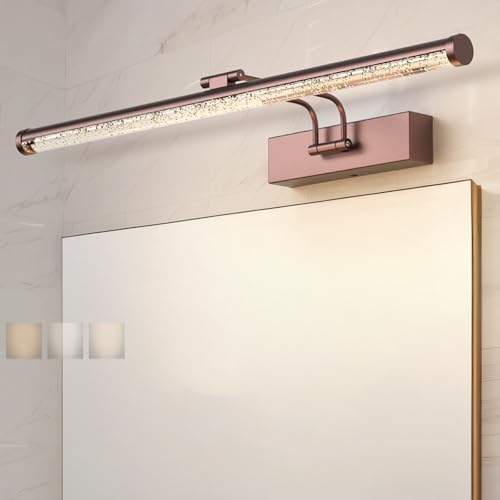 GZZBMY LED Spiegelleuchte Bad Wandleuchten 3 Farbtemperaturen Dimmbar Wasserdicht Wandlampen 180° Einstellbar Faltbar Wandbeleuchtung für Wohnzimmer Badezimmer Spiegelschrank (Curry,80cm) von GZZBMY