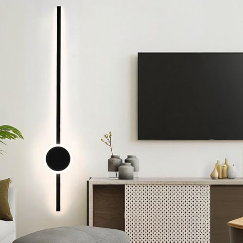 GZZBMY LED Wandleuchte Innen Wandlampe Modern Aluminium Flurlampe Treppenhauslampe Hintergrund Dekorative 3000K/4500K/6000K Wandlicht für Wohnzimmer Flur Treppenhaus (Schwarz Weißes Licht,100cm) von GZZBMY