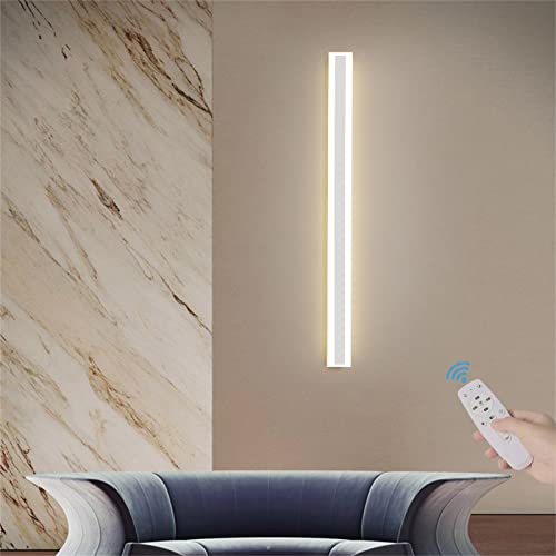 GZZBMY Modern Innen Wandleuchte Lange LED Mode Treppenhaus Dimmbar Wandlampe Mit Fernbedienung Interieur Minimalistisch Acryl Wandleuchter Schlafzimmer Korridor Wandbeleuchtung (Weiß,40CM) von GZZBMY