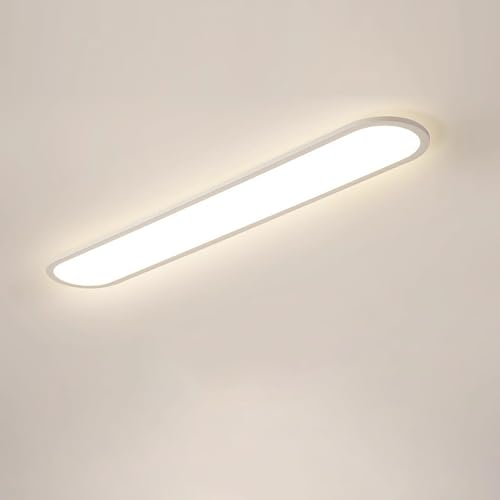 GZZBMY Moderne Lange Acryl Deckenleuchte LED Deckenlampe Wohnzimmer Lineare 2.8cm Ultraschlanke Vollspektrum Küche Minimalistisch Deckenbeleuchtung für Esszimmer Schlafzimmer (Weiß Warms Licht,80CM) von GZZBMY