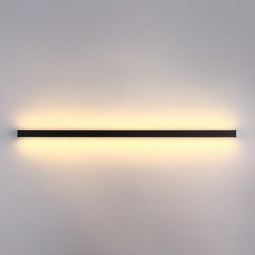 Wandleuchte Aluminium Moderner Minimalistischer Schwarze Wandlampen LED Innenbeleuchtung Wandbeleuchtung Interieur Hintergrund Schlafzimmer Wohnzimmer Korridor Treppe (Warmes Licht,180cm) von GZZBMY