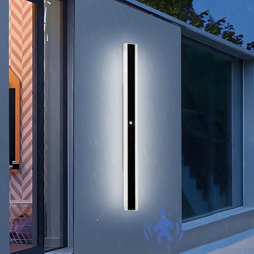 LED Außen Lange Wandleuchten mit Bewegungsmelder Außenwandleuchte IP65 Wasserdicht Wandbeleuchtung Modern Acryl Innen/Aussen Garage Villa Haustür 3000K/4000K/6500K (B Weißes Licht,120cm) von GZZBMY
