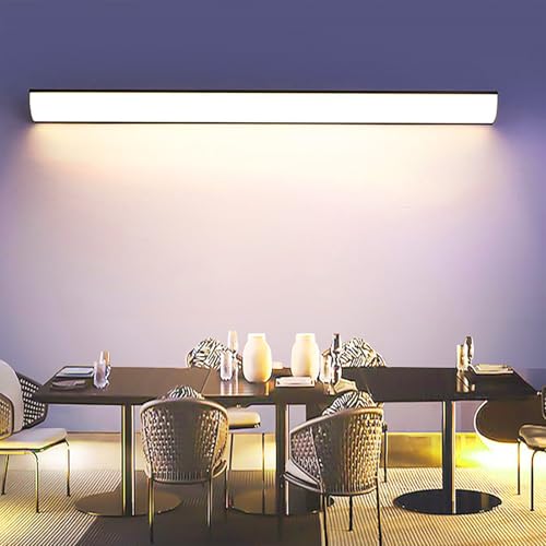 LED Aussen Wandlampe Modern Wandleuchte Dreiecke Wandbeleuchtung Up und Down Außenleuchte 3000K/4000K/6000K IP65 Wasserdicht Kellerleuchte für Flur Treppe Garage Acrylic (Schwarz Warmes,60CM) von GZZBMY