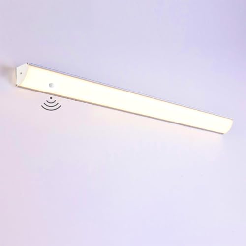 LED Aussen Wandlampe mit Bewegungsmelder Modern Dreiecke Wandleuchte Up und Down Außenleuchte 3000K/4000K/6000K IP65 Wasserdicht Kellerleuchte für Flur Treppe Garage Garten (Weiß Warmes,60CM) von GZZBMY