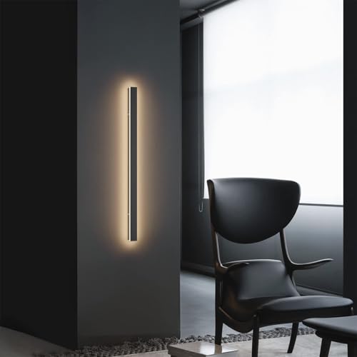 LED Außen Wandleuchte Lange Wandlampe IP65 Wasserdicht Eisen Wandlicht Lange 200cm Schwarz Außenwandleuchte Moderne Dekorative Wandbeleuchtung Für Gärten Terrassen Außenwände (Warmes Licht,150cm) von GZZBMY