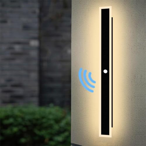 LED Außen Wandleuchte mit Bewegungsmelder Wandleuchten Schwarz Wasserdicht IP65 Wandlampe Lang Innen Acryl 3000K/4500K/6000K Wandbeleuchtung Moderne Dekorative für Treppen Garten (Warmes Licht,40cm) LED Außen Wandleuchte mit Bewegungsmelder Wandleuchten Schwarz Wasserdicht IP65 Wandlampe Lang Innen Acryl 3000K/4500K/6000K Wandbeleuchtung Moderne Dekorative für Treppen Garten (Warmes Licht,40cm) von GZZBMY