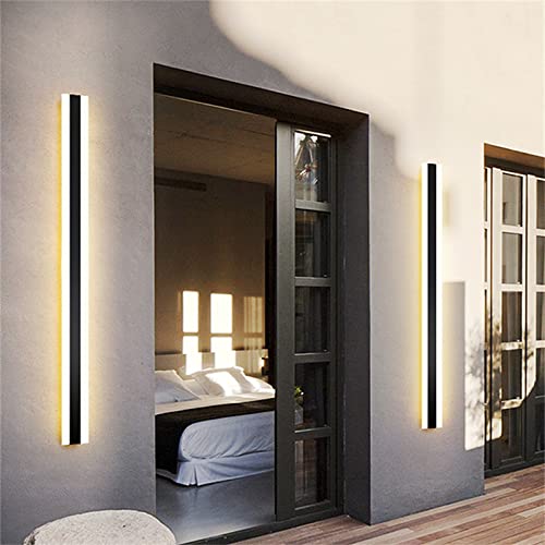 LED Außenlampe Garten Wandleuchten mit Fernbedienung Aussen Innen Wandlampen Dimmbar Schwarze 2700K-6500K, Langer Streifen Garage Terrasse Wandbeleuchtung IP65 Wasserdichte (Warmes Licht,100cm 58W) von GZZBMY