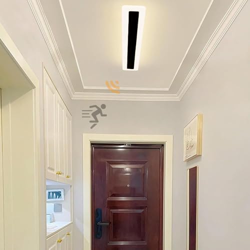 LED Deckenleuchte mit Bewegungsmelder MAX 40W Innen Deckenlampe mit Tageslichtsensor Esszimmer Rechteck Deckenleuchten Aluminium Leuchten für Wohnzimmer Schlafzimmer (Schwarz Weißes Licht,100CM) von GZZBMY