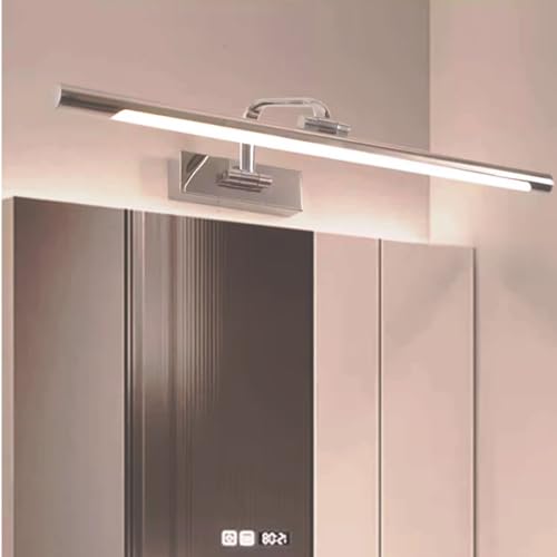 LED Spiegelleuchte Badezimmer mit Bewegungsmelder Wasserdicht Wandbeleuchtung 180° Drehbar Modern Wandleuchten Bilderleuchte Wandleuchte für Keller Küche Badschrank (Silbernes Neutrales Licht,60cm) von GZZBMY