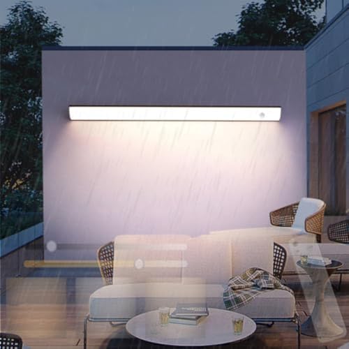 LED Wandleuchte Außen mit Fernbedienung Wandlampe Dimmbare&10% - 100% Modern Rechteckig IP65 Wasserdichte Wandleuchten Garten Wandbeleuchtung Balkon Veranda 2700K-6500K (120cm) von GZZBMY