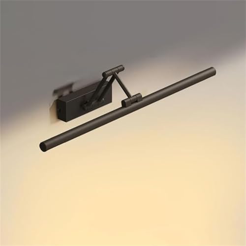 LED Wandleuchte Badezimmer 3000K/4000K/6000K Wandlampe Innen 350° Drehung Spiegellampen Wandlicht Moderne Aluminium Schlafzimmer Dekorative Wandbeleuchtung für Wohnzimmer (Schwarz-Warmes Licht,60cm) von GZZBMY