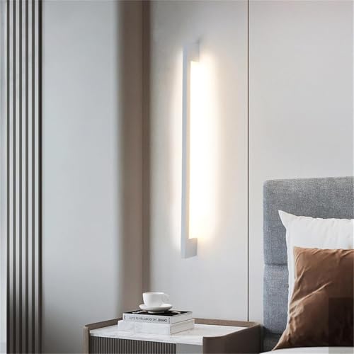 LED Wandleuchte Innen Lange Wandlampe Aluminium Acryl Linear Wandlicht Minimalistische Modern Wandbeleuchtung für Terrassen Schlafzimmer Wohnzimmer Hintergrund Dekorative (Weiß-Weißes Licht,80cm) von GZZBMY