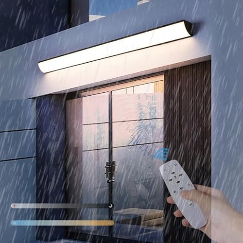 Lange Außen Wandleuchte mit Fernbedienung Acryl Wasserdicht IP65 Außenwandleuchte Dimmbar Aluminium LED Modern Wandlampe Garten Terrassen Schlafzimmer Wohnzimmer Innen Villa (80cm) von GZZBMY
