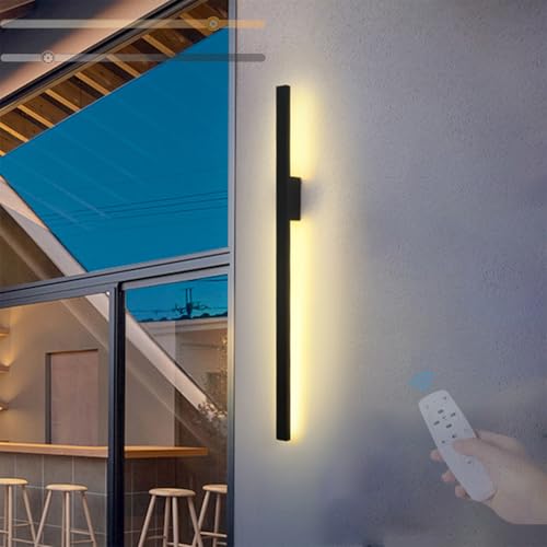 Lange LED Außenwandleuchten Dimmbar Wandlampen mit Fernsteuerung Wasserdicht IP65 Wandbeleuchtung Aussen/Innen Acryl für Gärten Terrassen Schlafzimmer Korridor 3000K-6500K (B,150cm) von GZZBMY