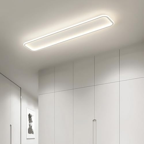 Lange Rechteck LED Eisen Decke Licht Weiß Modernes Deckenbeleuchtung Aluminium und Silizium Deckenlampen für Schlafzimmer Küche Flur Arbeitszimmer Nicht Dimmbar (Neutrales Licht 4000K,60CM 36W) von GZZBMY