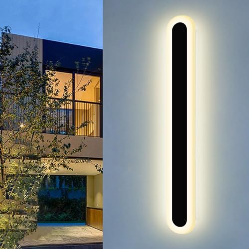 Moderne LED Wandleuchte Außen Oval Wandlampe Dimmbar mit Fernbedienung Außenlampe Acryl IP67 Balkon Garten Wohnzimmer Badezimmer Veranda Terrasse Garage Außenleuchte (Warmes Licht,120CM) von GZZBMY