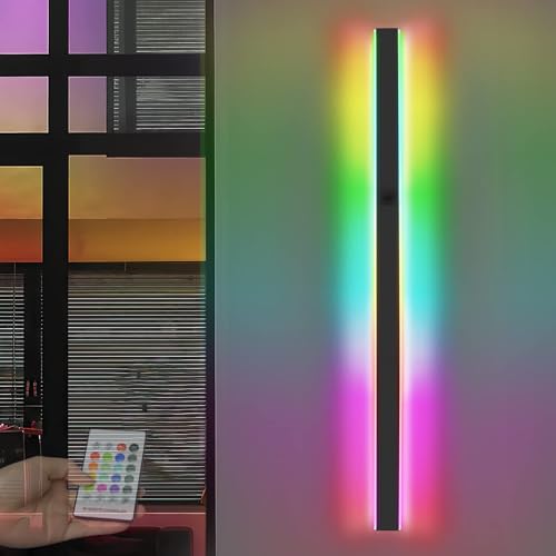 RGB Außen Dimmbar Wandleuchte mit Fernbedienung Innenbereich Modern Wandlichter IP65 Wasserdichte Lang Streifen Wandlampe Acryl Aluminiu Wohnzimmer Schlafzimmer Garten (200cm 98w) von GZZBMY