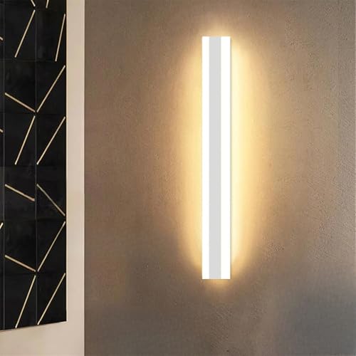 Wandbeleuchtung LED Innen Dimmbar Wandlicht Lampen Aluminium Moderne Wandlampe Lange Lichtleiste Wandleuchten Acryl mit Fernbedienung für Flur Schlafzimmer Treppenhaus Wohnzimmer Küche (Weiß,60CM) von GZZBMY