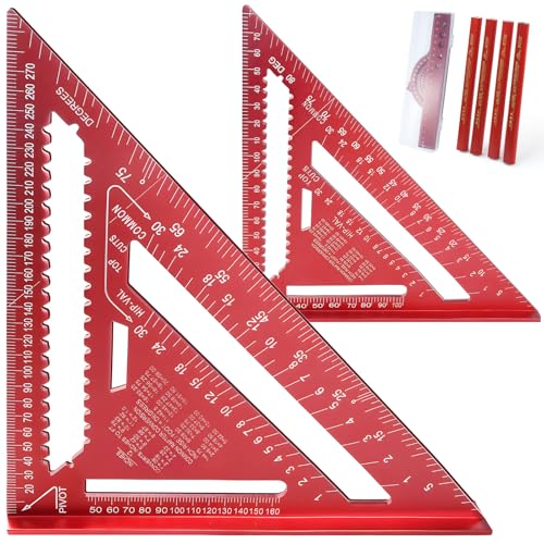 GZcaiyun 2 Stk Zimmermannswinkel, 7 Zoll und 12 Zoll Dreieck Winkelmesser Aluminiumlegierung Multifunktional Messwerkzeug, mit Vierteiliger Linealsatz, 4 Bleistiftminen GZcaiyun 2 Stk Zimmermannswinkel, 7 Zoll und 12 Zoll Dreieck Winkelmesser Aluminiumlegierung Multifunktional Messwerkzeug, mit Vierteiliger Linealsatz, 4 Bleistiftminen von GZcaiyun