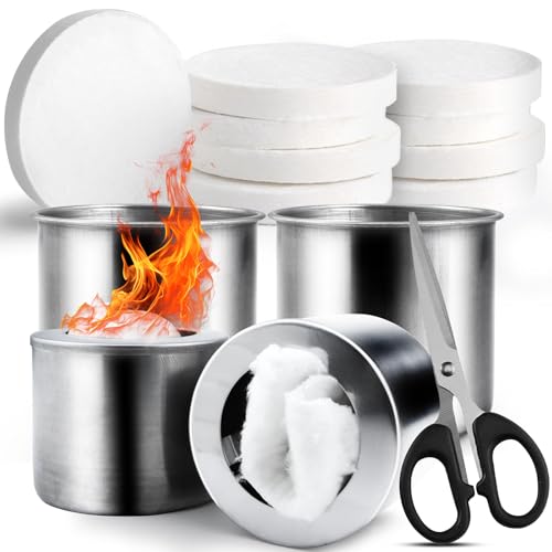 GZhaimai 10 Stück Keramikwolle + 2 Stück Ethanol Brenner, Bioethanol Keramikschwamm für Tischkamin, mit Schere(Keramikfaser, 8.6 × 2.8 cm) von GZhaimai