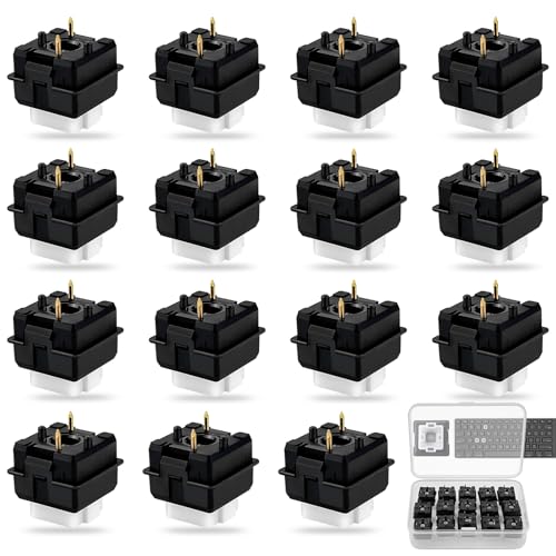 GZhaimai 15 Stück Schwarz Keyboard Switches Set, Leichtgängig Tastatur Switches für DIY Mechanischen Tastaturen oder Gaming-Keyboard von GZhaimai