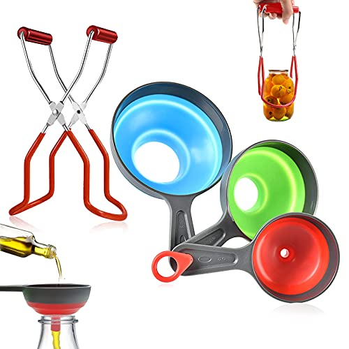 GZhaimai 4 Stk Silikon Marmeladentrichter Set mit Glasheber Einkochen, Geeignet für Umfüllen von Gewürzen Flüssigkeiten Konfitüre von GZhaimai