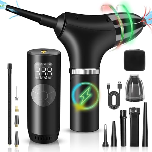 GZhaimai 3-in-1 Autostaubsauger + Akku Luftpumpe Set, 16000Pa Handstaubsauger Akku mit 2000mAh Akku & USB Schnellladung für Auto Haus Büro von GZhaimai
