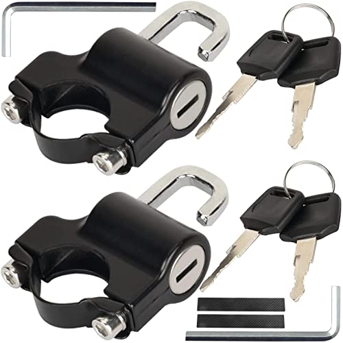 GZhaizhuan 2 Stk Helmschloss Motorrad, Universal Motorrad Helm Vorhängeschloss, mit 4 Schlüssel, 4 Klebepad, 4 Schrauben, 2 Schraubenschlüssel (Schwarz) von GZhaizhuan