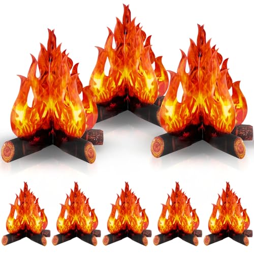 GZjiyu 8 Stk Künstliches Feuer, 3D Papp Lagerfeuer Dekorative für Musikpartys,Lagerfeuer Party Dekorationen,Halloween,Weihnachten Requisiten(29.5×27cm) von GZjiyu