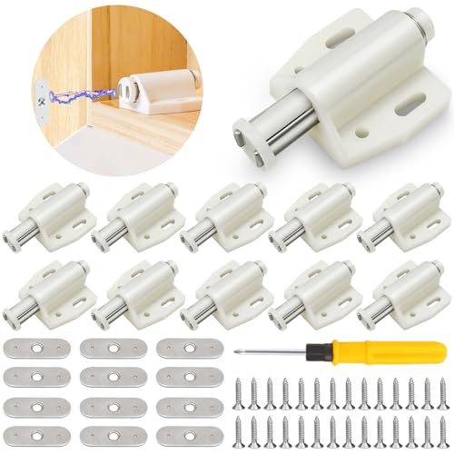 GZkedu 12 Stk Drucktüröffner Push to Open Magnet, Magnet Druckschnäpper Federschnäpper Druck mit 60 Schrauben et 1 Schraubendreher, für Büro Schubladenschrank Schranktür von GZkedu