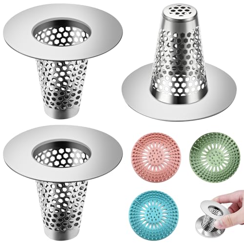 GZqiancang 3 Stück Abflusssieb Dusche, Konischer Haarsieb Dusche mit 3 Stück Haarsieb Dusche Silikon für Küche, Bad, Badewanne, Balkon(50×40×15mm) von GZqiancang