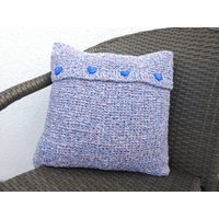 Handgestrickte Kissenhülle Kuschelig Weich in Hellblau Weiß Rot Ca. 38 X cm Passend Für Kissen 40 von GaHiBu