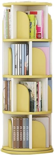 GaRcan 4-stöckiges, um 360 Grad drehbares Aufbewahrungsregal, kreatives drehbares Bücherregal – drehbares kleines Bücherregal, ideal für Schlafzimmer und Wohnzimmer (gelb, 50 x 129 cm) von GaRcan