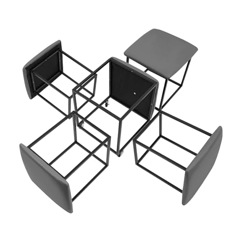 5-in-1-Sitzwürfel-Fußhocker 46*46*48cm 75kg 5-in-1-Sofahocker with 4 Universalräder, Gute Raumausnutzung Stapelbare Sofa Stuhl Hocker Kombination für Wohnzimmer, Schlafzimmer, Büros (grau) von Gaabungky
