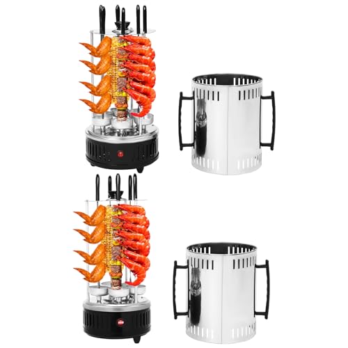 Dönergrill 1000W 400-500℃ Vertikale Elektrische Grill Maschine Bequeme Griffe Vertikaler Elektrogrill Effiziente Heizung Schnelle Wärmeableitung Elektrische Drehgrillmaschine für Freien (6 Gabeln) von Gaabungky