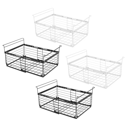 Gaabungky 2er Gefriertruhe Organizer 49-63 × 31 × 19.3CM 15 kg Schafft ZusäTzlichen Platz Hängender Gefrierkorb Ergonomische Griffe Einstellbare Gefriertruhe Korb für Fleisch, Gemüse, Eiscreme (Weiß) von Gaabungky