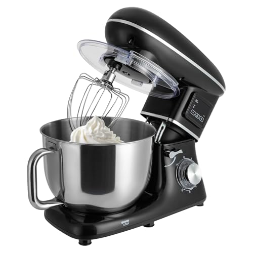 Küchenmaschine 1500W 6.2L Küchenmixer Kompakter mit LCD-Display und 6+1 Geschwindigkeiten, Universal Küchenmaschine für Zubereitung von Brot, Pizza und Mehr in Kleinen Räumen (schwarz) von Gaabungky