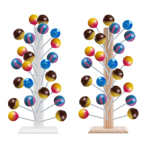 Lutscherständer aus Holz 40.5 * 14.7 * 14.7cm Lutscherhalter Große Kapazität 62 Löcher Holz-Cake-Pop-Ständer Lollipop Sticks Ständer Ständers Abnehmbar Lollipop-Halter für Partys, Hochzeiten (Weiß) von Gaabungky