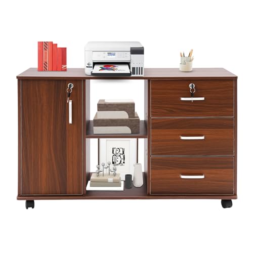 Mobiler Aktenschrank Abschließbare 90 * 34 * 59CM Geräumiger Stauraum Rollcontainer Büroschrank mit 3 Schubladen und 5 Räder, Mobiler Aktenschrank für Büro, Arbeitszimmer, Schule (Schwarze Eiche) Mobiler Aktenschrank Abschließbare 90 * 34 * 59CM Geräumiger Stauraum Rollcontainer Büroschrank mit 3 Schubladen und 5 Räder, Mobiler Aktenschrank für Büro, Arbeitszimmer, Schule (Schwarze Eiche) von Gaabungky